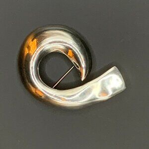 Taxco Modernist Swirl Brooch Pin Mexico Sterling Silver Vtg J372